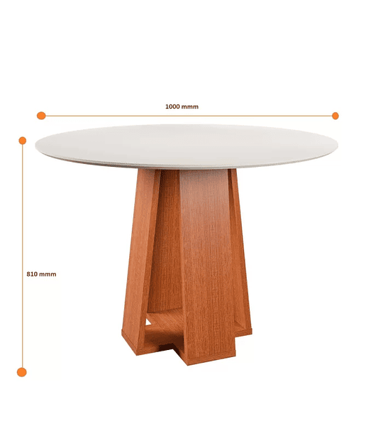 Conjunto Sala de Jantar 1 Mesa Redonda com 4 Cadeiras Beatriz Espresso Móveis Cherry/Off White - 