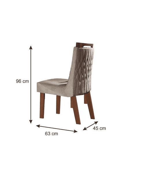 Conjunto Sala de Jantar Mesa com Tampo de Vidro Safira 6 Cadeiras Atena Lj Móveis Castanho Prêmio/Off White - 