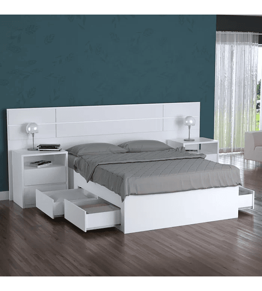 Cama Queen Turca com 4 Gavetas 2228 Foscarini Branco - 