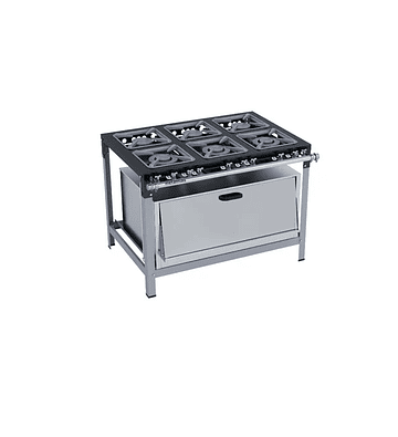 Fogão Industrial 6 Bocas 30X30 com Super Forno Metalmaq