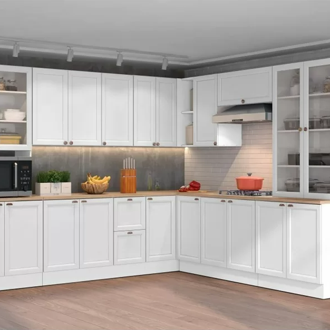 Cozinha Completa 10 Peças 21 Portas 2 Gavetas 1 Nicho para Forno 1 Cristaleira Unna Fumê 1