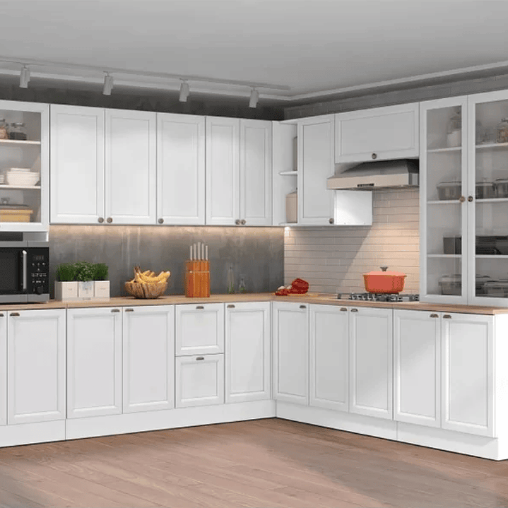 Cozinha Completa 10 Peças 21 Portas 2 Gavetas 1 Nicho para Forno 1 Cristaleira Unna Fumê 1