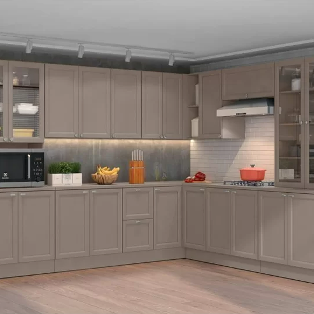 Cozinha Completa 10 Peças 21 Portas 2 Gavetas 1 Nicho para Forno 1 Cristaleira Unna Fumê 2