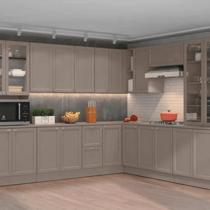 Cozinha Completa 10 Peças 21 Portas 2 Gavetas 1 Nicho para Forno 1 Cristaleira Unna Fumê 2