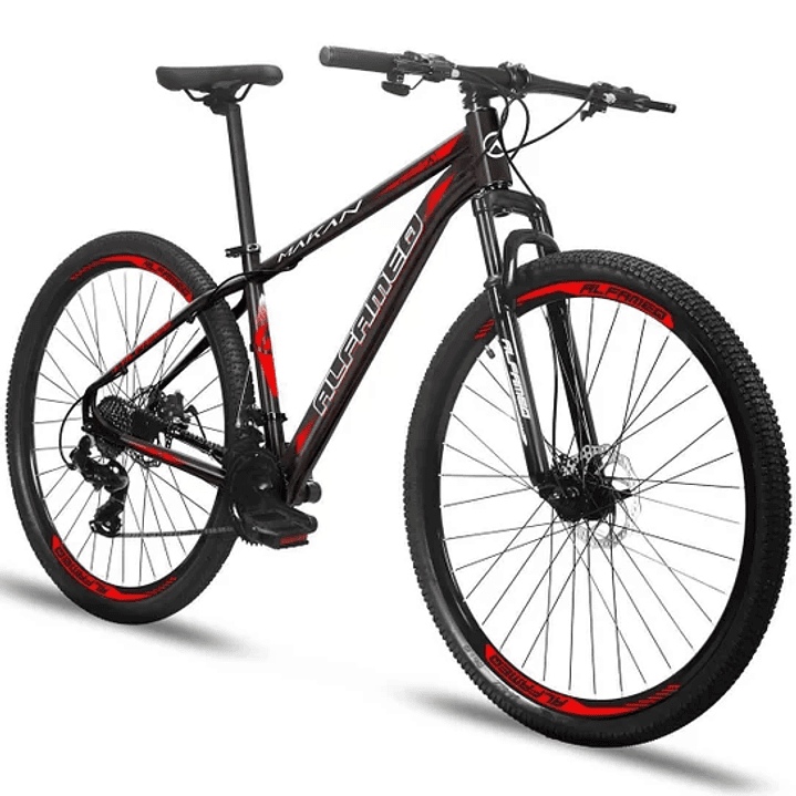 Bicicleta aro 29 alfameq makan freio a disco mecanico 24v - câmbios index  1
