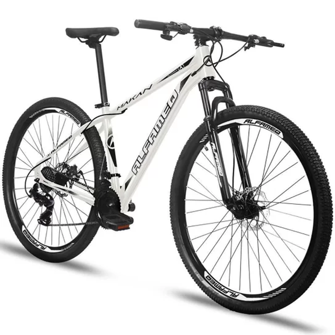 Bicicleta aro 29 alfameq makan freio a disco mecanico 24v - câmbios index  2