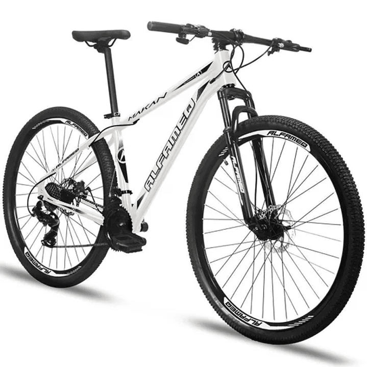 Bicicleta aro 29 alfameq makan freio a disco mecanico 24v - câmbios index  2