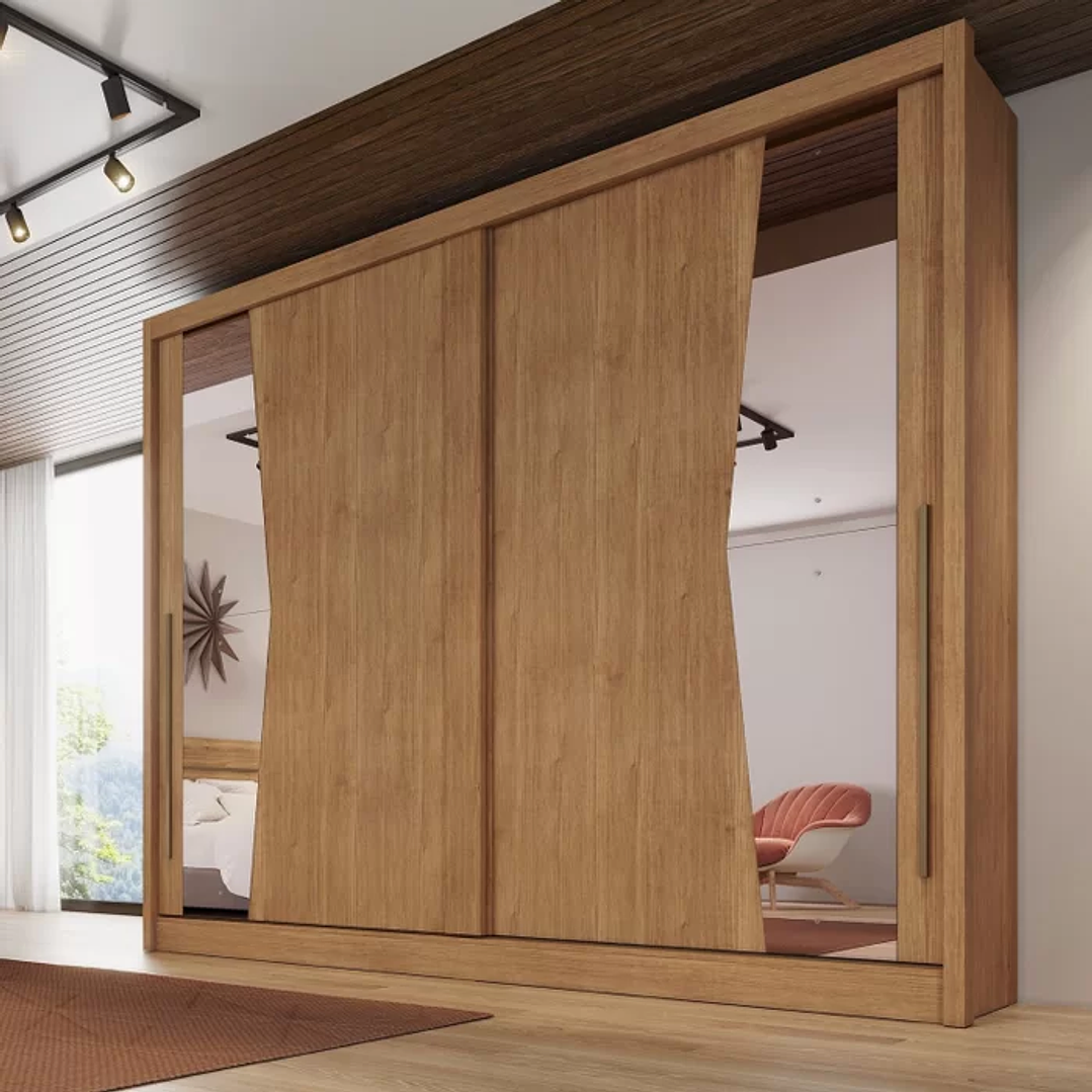 Guarda Roupa Casal com Espelho 2 Portas 6 Gavetas Egeu Cumaru 1