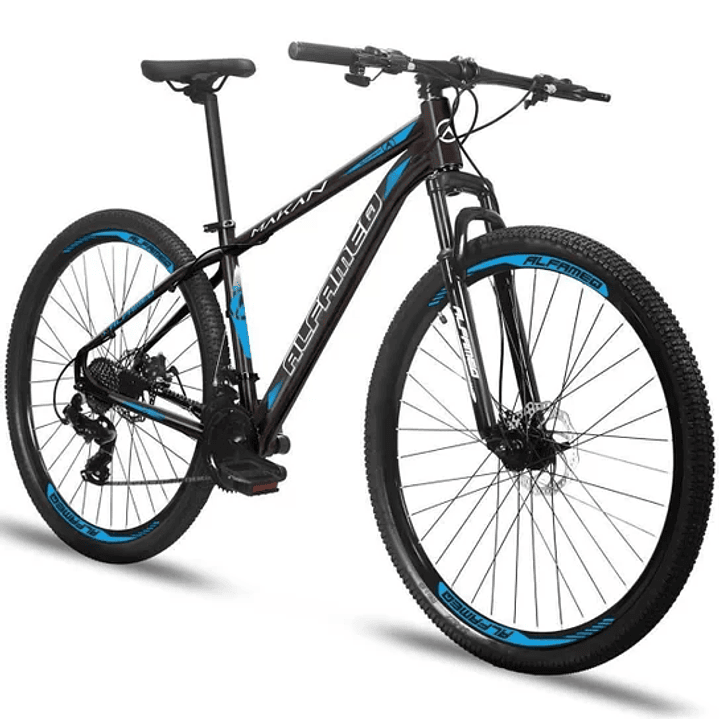Bicicleta aro 29 alfameq makan freio a disco mecanico 24v - câmbios index  3