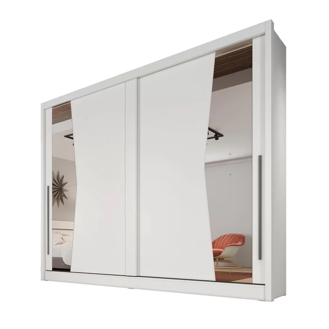 Guarda Roupa Casal com Espelho 2 Portas 6 Gavetas Egeu Cumaru 4