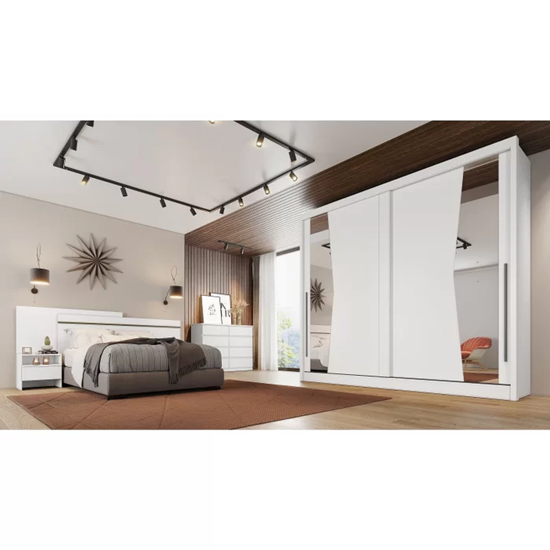 Guarda Roupa Casal com Espelho 2 Portas 6 Gavetas Egeu Cumaru 6