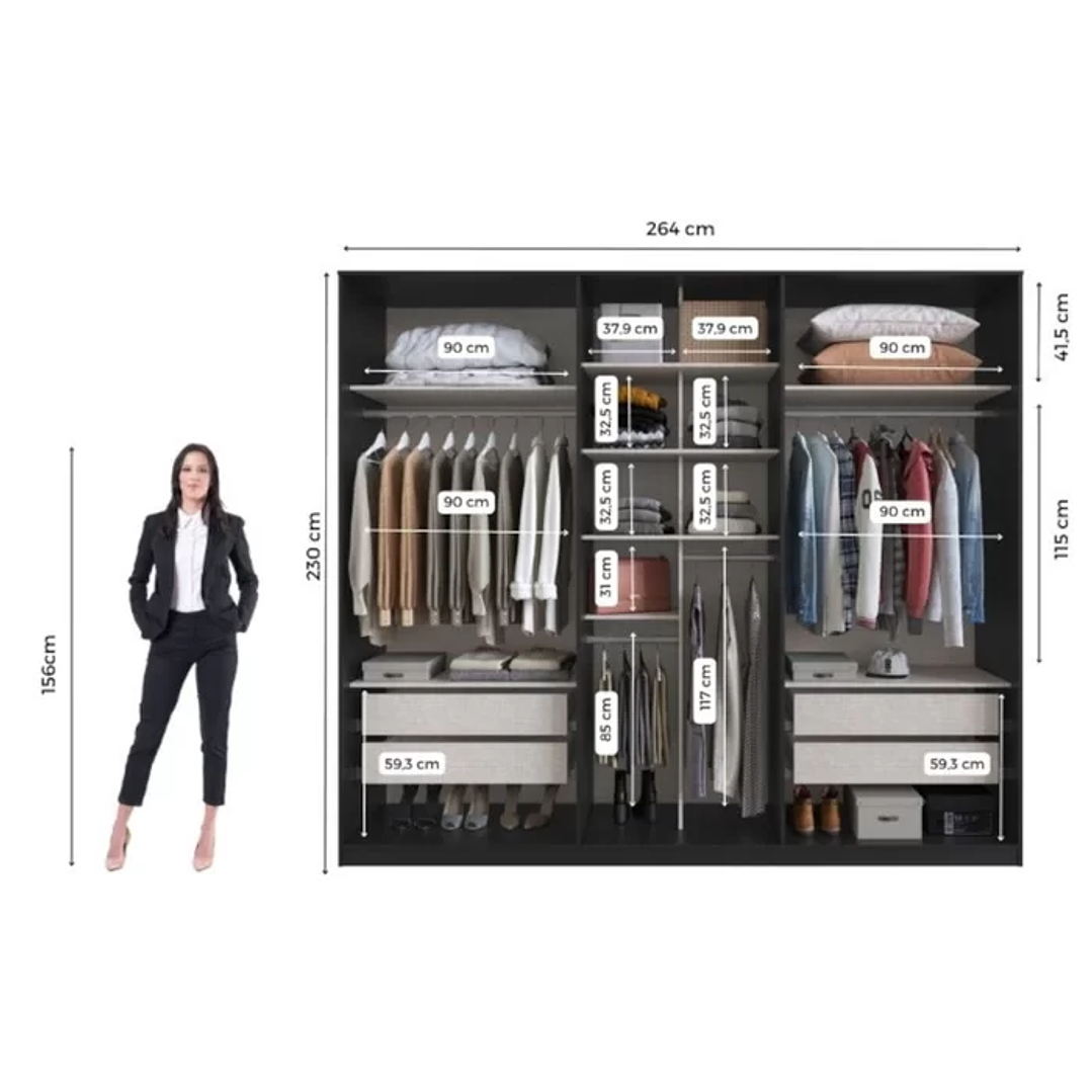 Guarda Roupa Casal 6 Portas 4 Gavetas Apolo  5