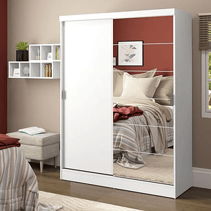Guarda-Roupa Solteiro  Luke 2 Portas de Correr com Espelho 