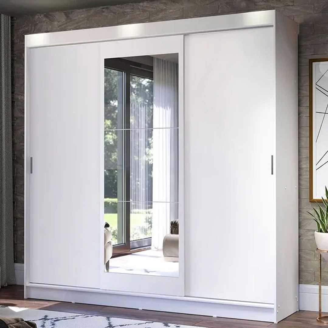 Guarda-Roupa Casal Istambul 3 Portas de Correr com Espelho 3 Gavetas  1