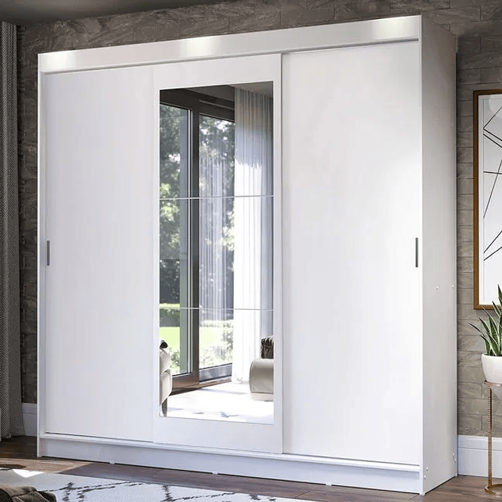 Guarda-Roupa Casal Istambul 3 Portas de Correr com Espelho 3 Gavetas  1