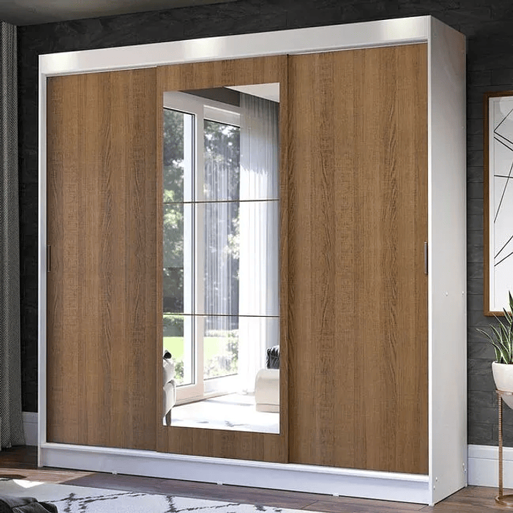 Guarda-Roupa Casal Istambul 3 Portas de Correr com Espelho 3 Gavetas  2