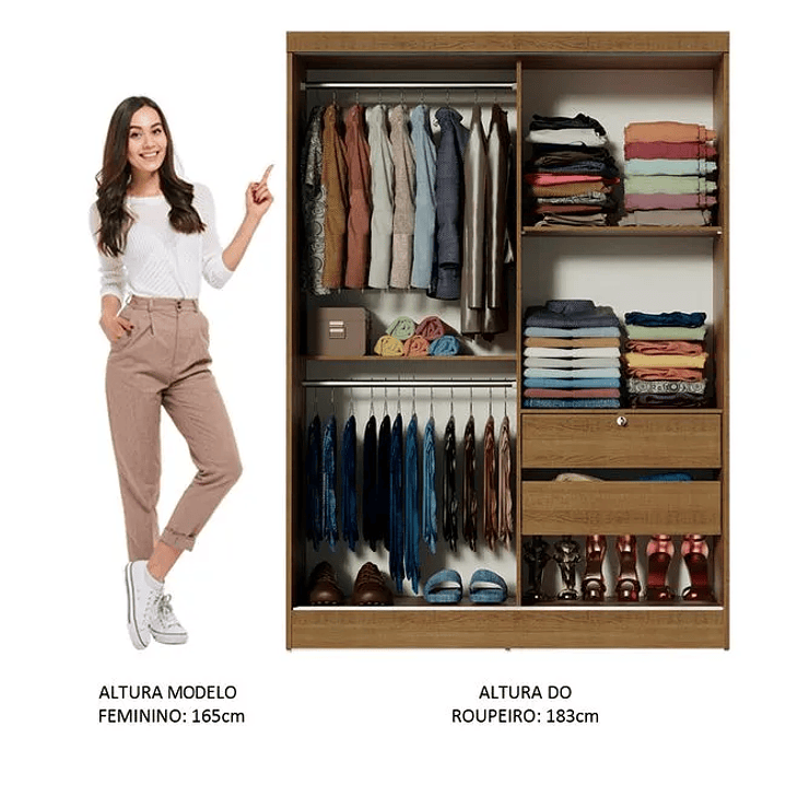 Guarda-Roupa Solteiro  Luke 2 Portas de Correr com Espelho  4