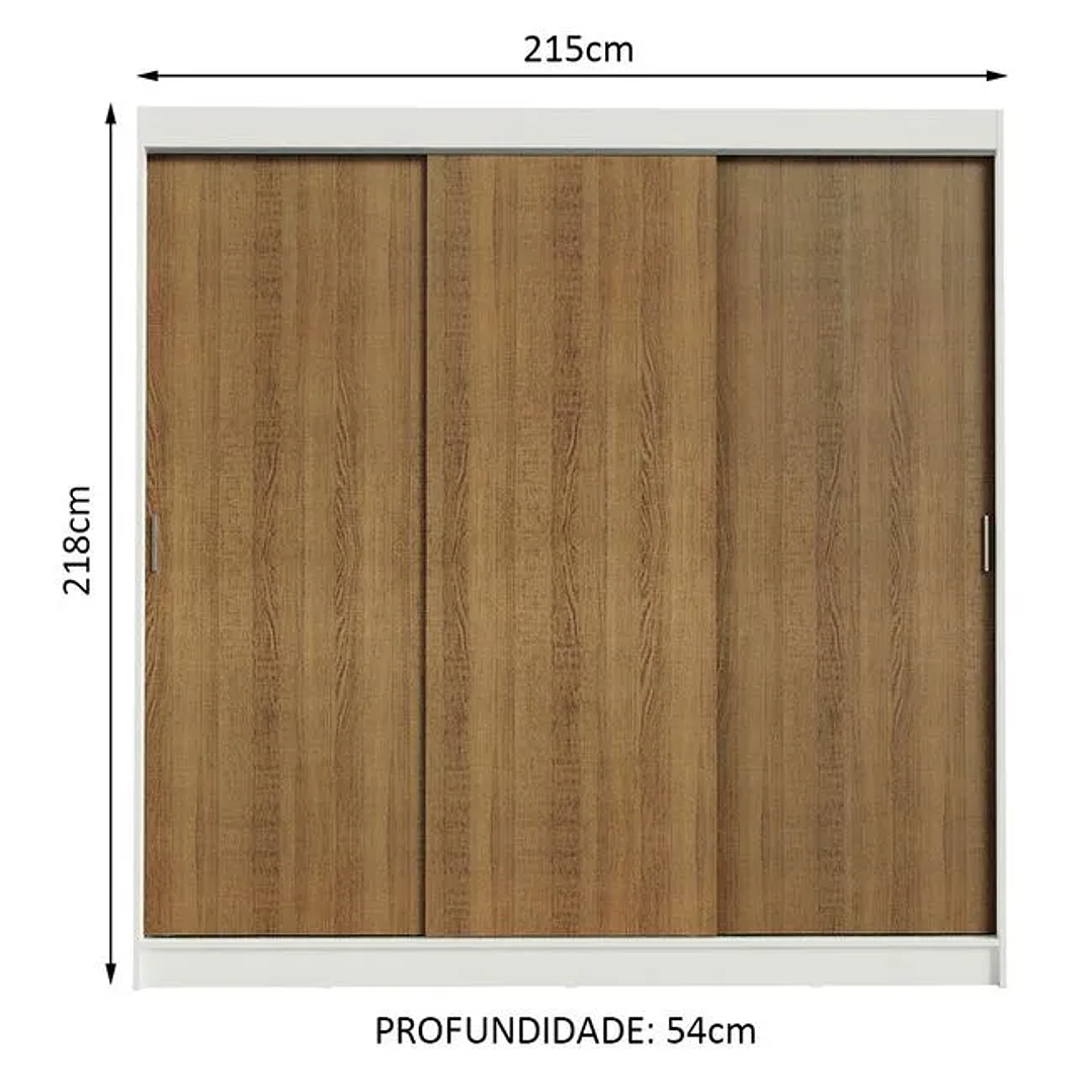 Guarda-Roupa Casal 3 Portas de Correr 3 Gavetas  3