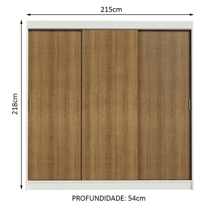 Guarda-Roupa Casal 3 Portas de Correr 3 Gavetas  3