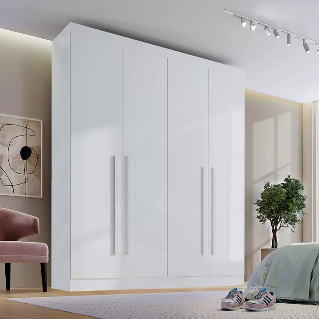 Guarda Roupa Solteiro MDF 4 Portas 3 Gavetas Paris Plus  1