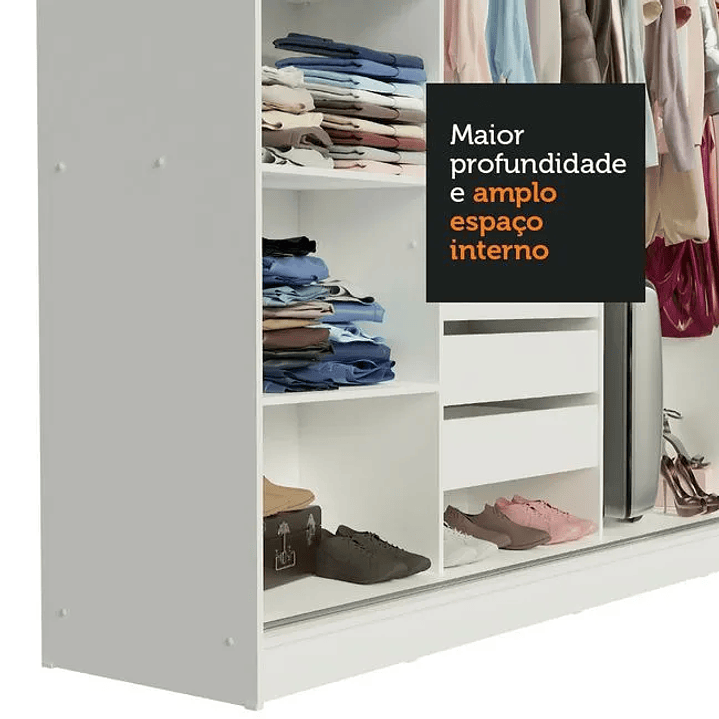 Guarda-Roupa Casal Istambul 3 Portas de Correr com Espelho 3 Gavetas  8