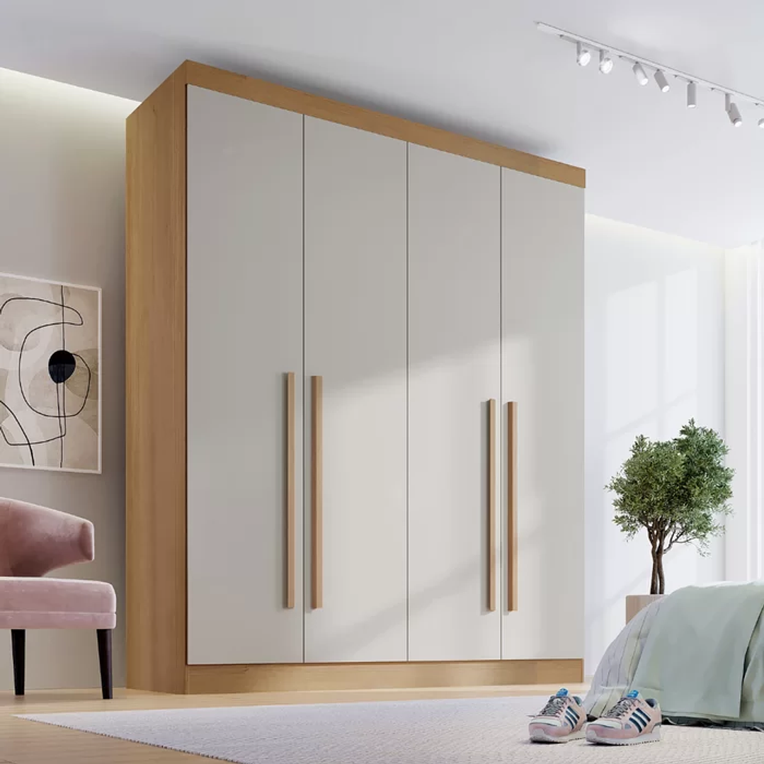 Guarda Roupa Solteiro MDF 4 Portas 3 Gavetas Paris Plus  3