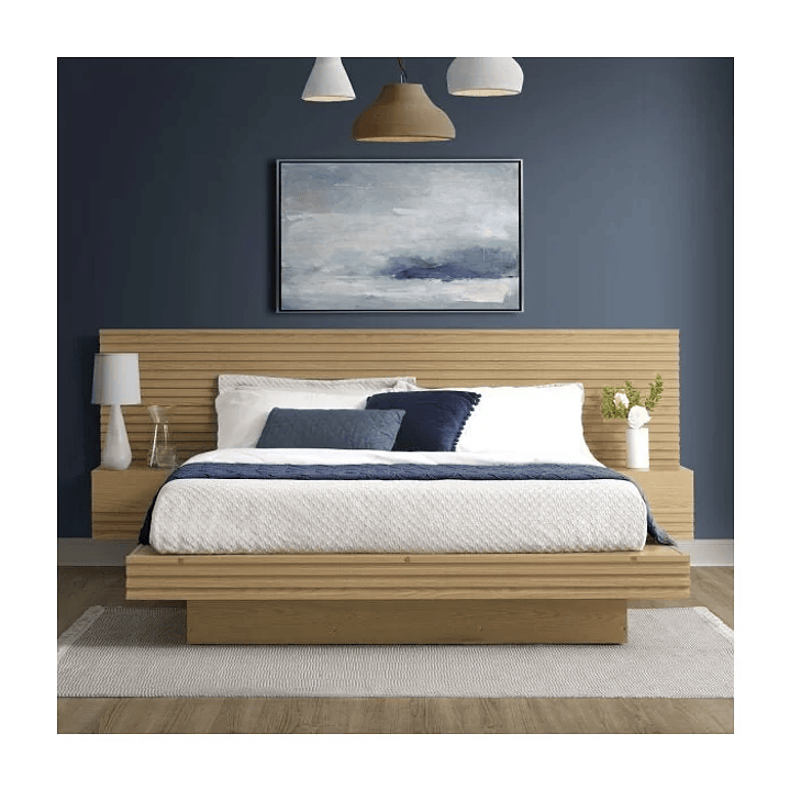 Cama Casal/Queen com Cabeceira e Mesa de Apoio Samambaia Carvalho 2