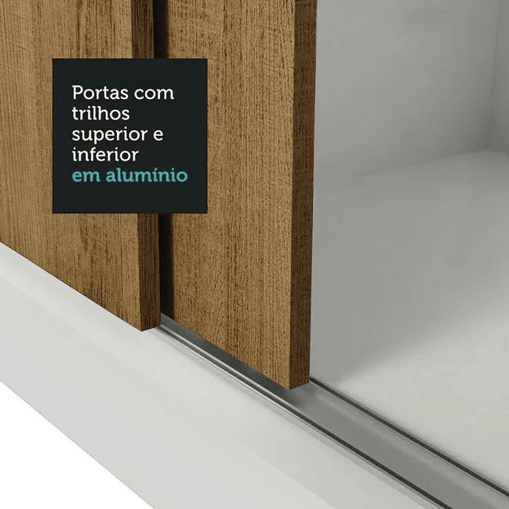 Guarda-Roupa Casal  Lyon Plus 3 Portas de Correr com Espelhos 4 Gavetas com Pés Rustic 9