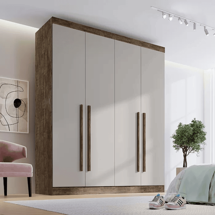 Guarda Roupa Solteiro MDF 4 Portas 3 Gavetas Paris Plus  5