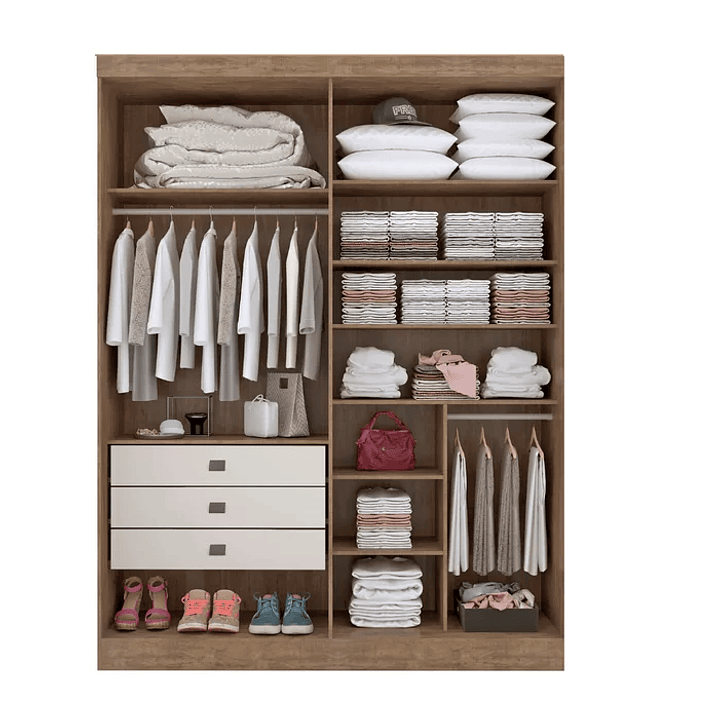 Guarda Roupa Solteiro MDF 4 Portas 3 Gavetas Paris Plus  6