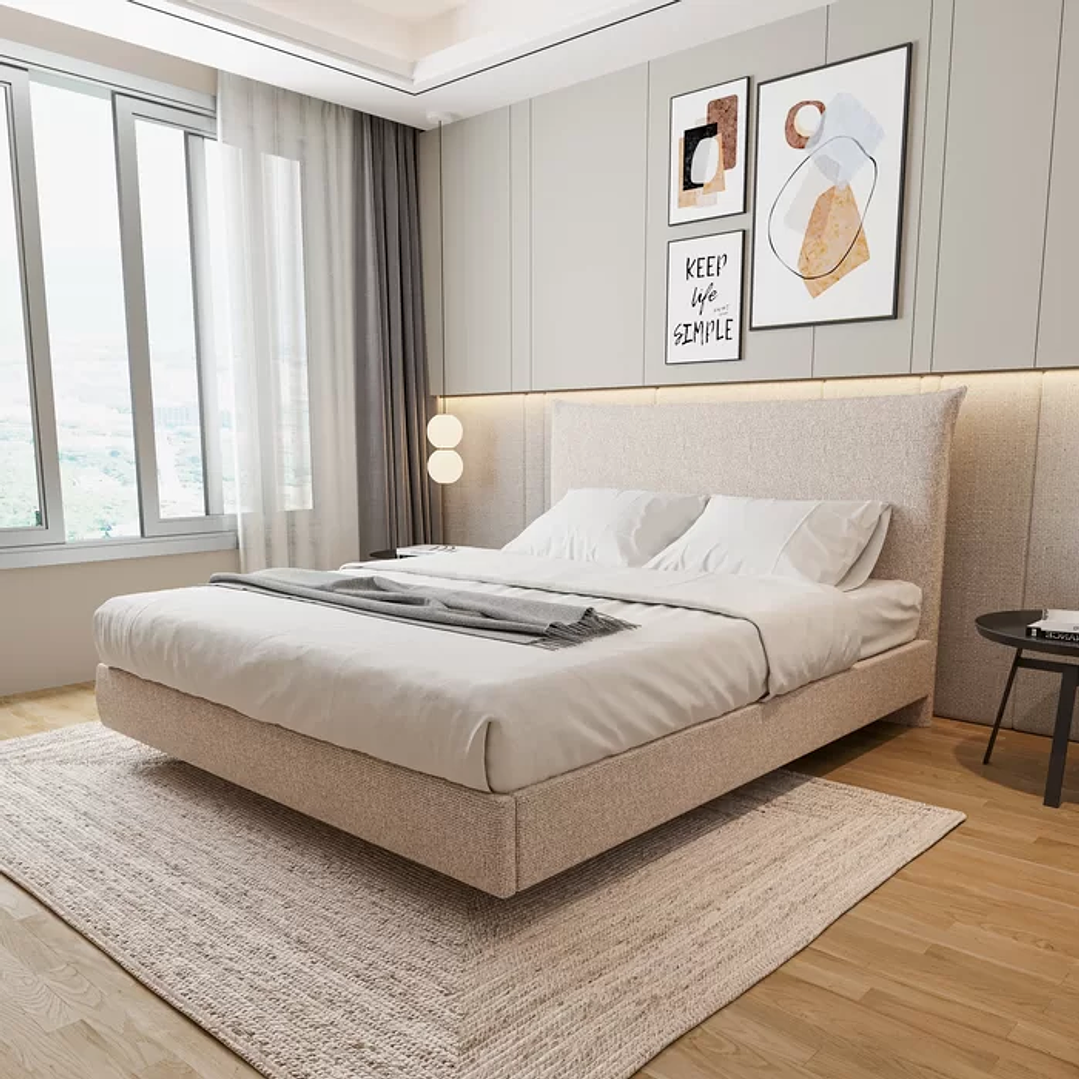 Cama Casal Boreal Flutuante Bege 1