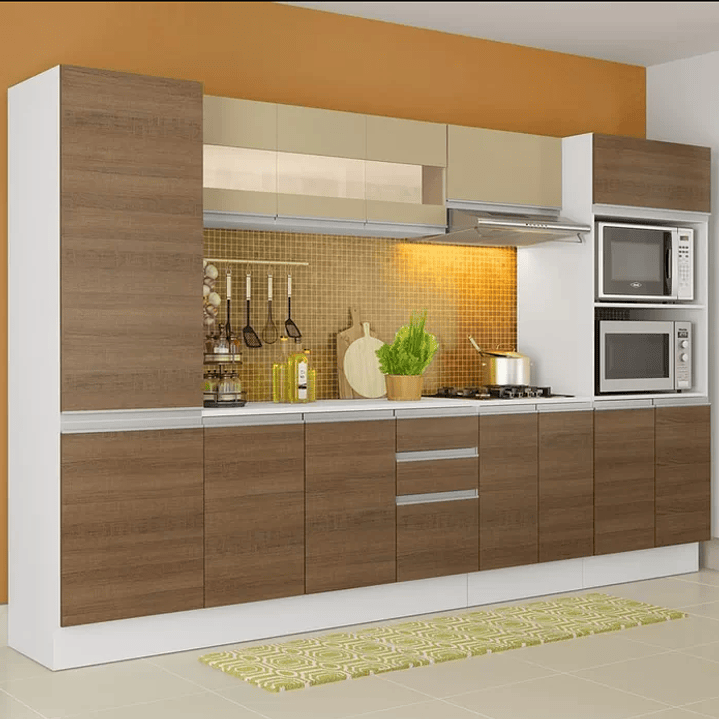 Cozinha Smart Modulada com Armário Balcão e Tampo Marrom 1