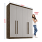 Guarda Roupa Solteiro MDF 4 Portas 3 Gavetas Paris Plus  - Thumbnail 8