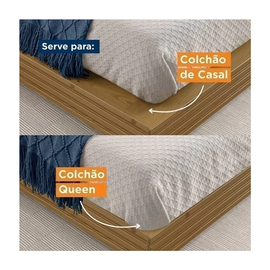 Cama Casal/Queen com Cabeceira e Mesa de Apoio Samambaia Carvalho 6