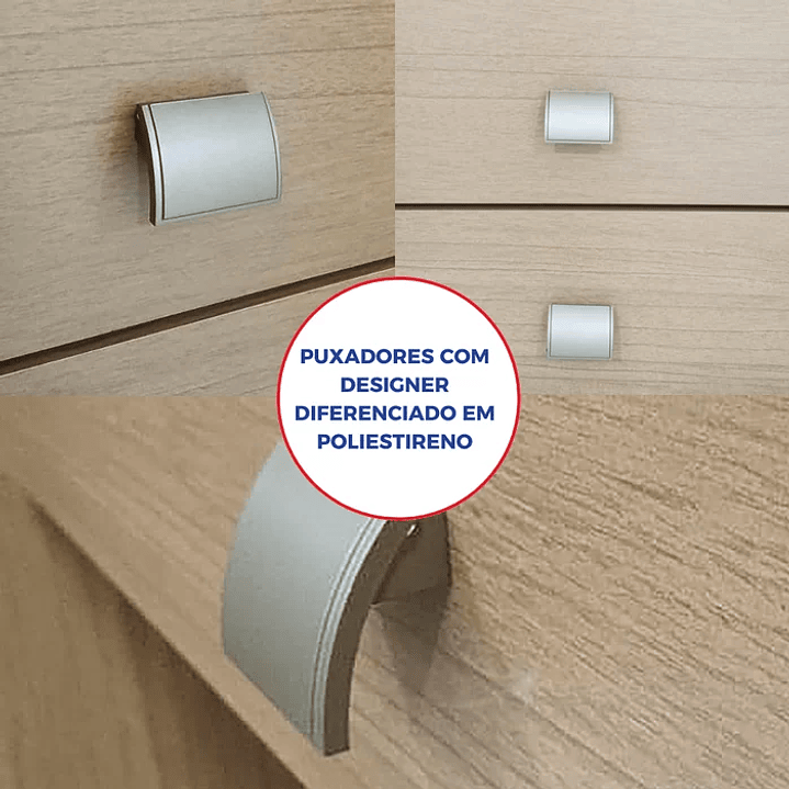 Guarda Roupa Solteiro MDF 4 Portas 3 Gavetas Paris Plus  9