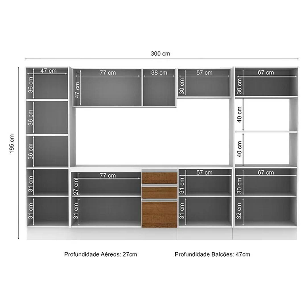 Cozinha Smart Modulada com Armário Balcão e Tampo Marrom 3