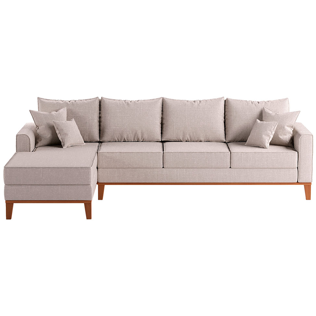 Sofá 4 Lugares Beny Com Chaise Esquerdo Linho  2