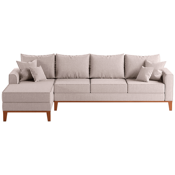 Sofá 4 Lugares Beny Com Chaise Esquerdo Linho  2