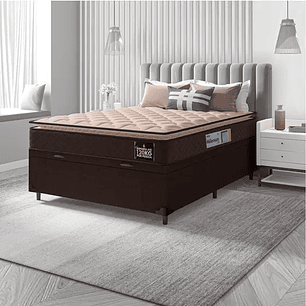 Cama Box Baú Casal Colchão Espuma D33 Pillow Top Millenium 138x188x60cm Marrom Hellen 