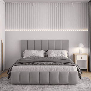 Cama com Cabeceira Casal Estofada Uvaia Cinza