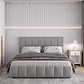Cama com Cabeceira Casal Estofada Uvaia Cinza - Thumbnail 1