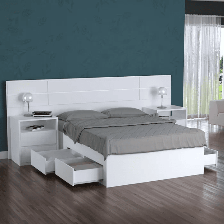 Cama Queen Turca com 4 Gavetas 2228 Foscarini Branco 1