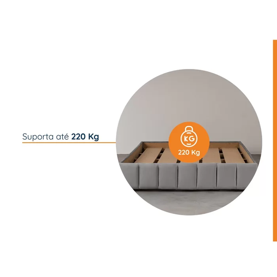 Cama com Cabeceira Casal Estofada Uvaia Cinza 4