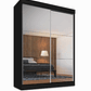 Guarda Roupa Solteiro 2 Portas de Correr 2 Gavetas e 6 Espelhos Peônia Preto - Thumbnail 2