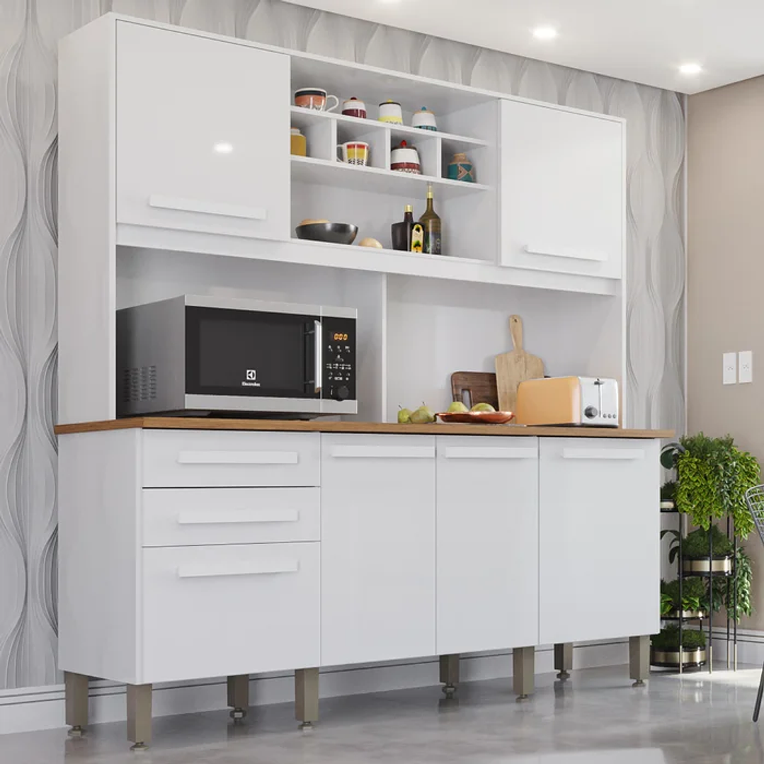 Armário para Cozinha 6 Portas 2 Gavetas Cinamomo/Grafite/BRANCO/OFF WHITE 2