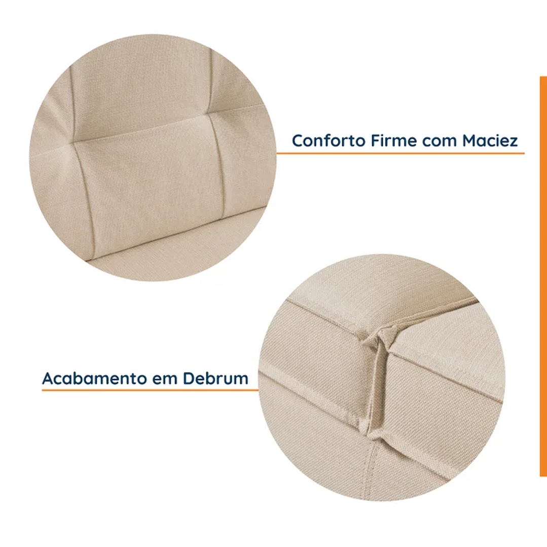 Sofá Tiê 2 Lugares 188cm em Linho Bege 4