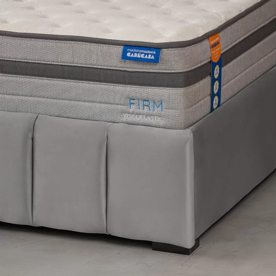 Cama com Cabeceira Casal Estofada Uvaia Cinza 9