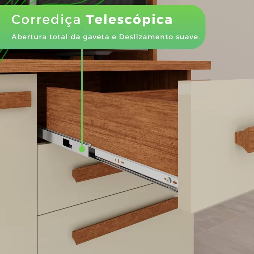 Armário para Cozinha 6 Portas 2 Gavetas Cinamomo/Grafite/BRANCO/OFF WHITE 7