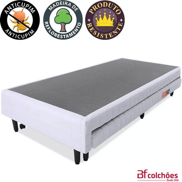 Cama Box Casal com Cama Auxiliar + Colchão Molas Ensacadas com Pillow 138x188x55 cm BF Colchões BRANCO 6