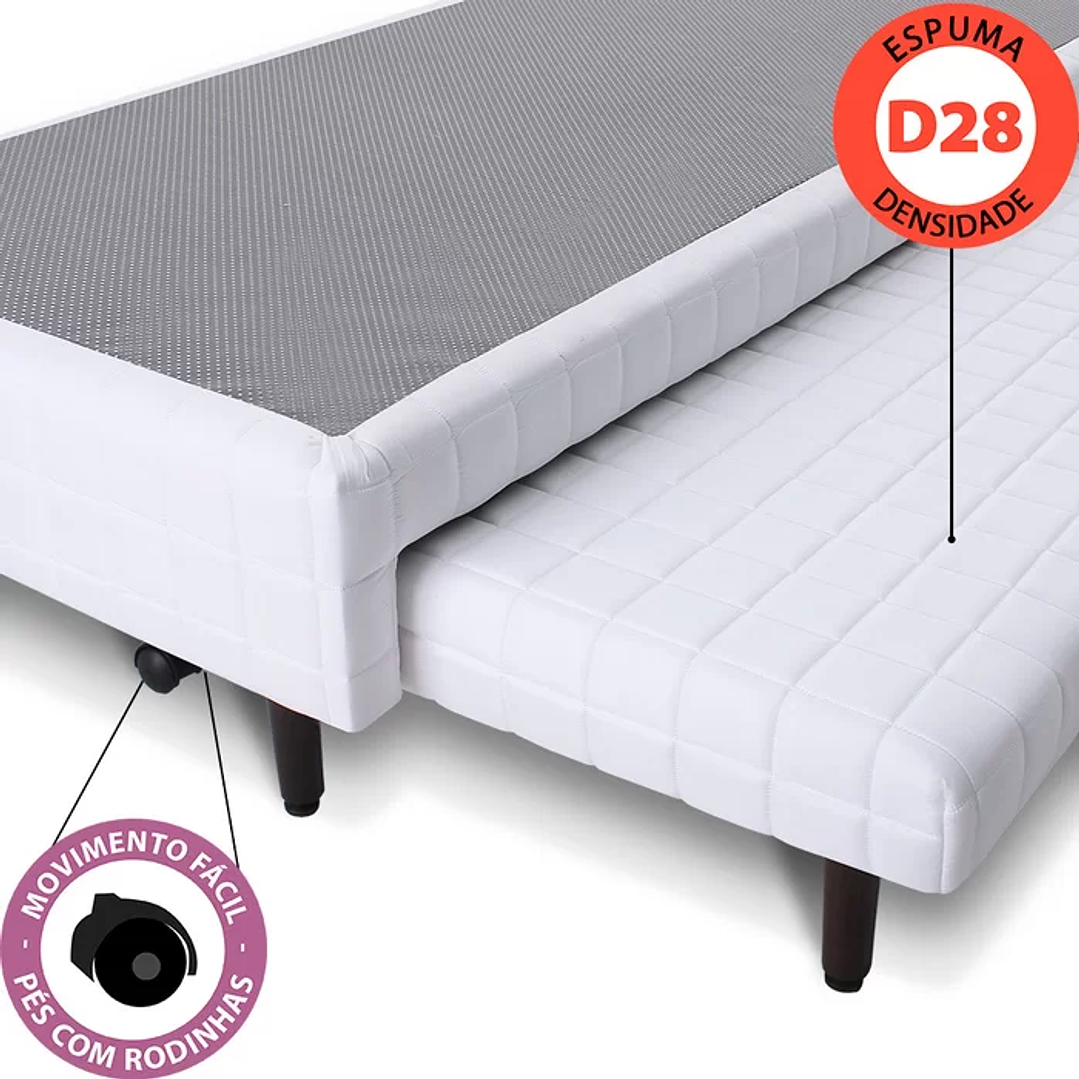 Cama Box Casal com Cama Auxiliar + Colchão Molas Ensacadas com Pillow 138x188x55 cm BF Colchões BRANCO 7